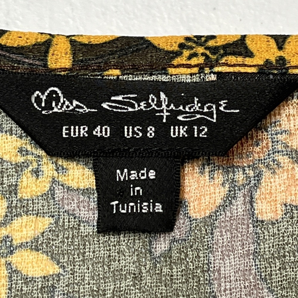 Miss Selfridge Top Brown Sheer Retro Floral Crop Size 8 Boho Hippie Festival - Picture 7 of 9